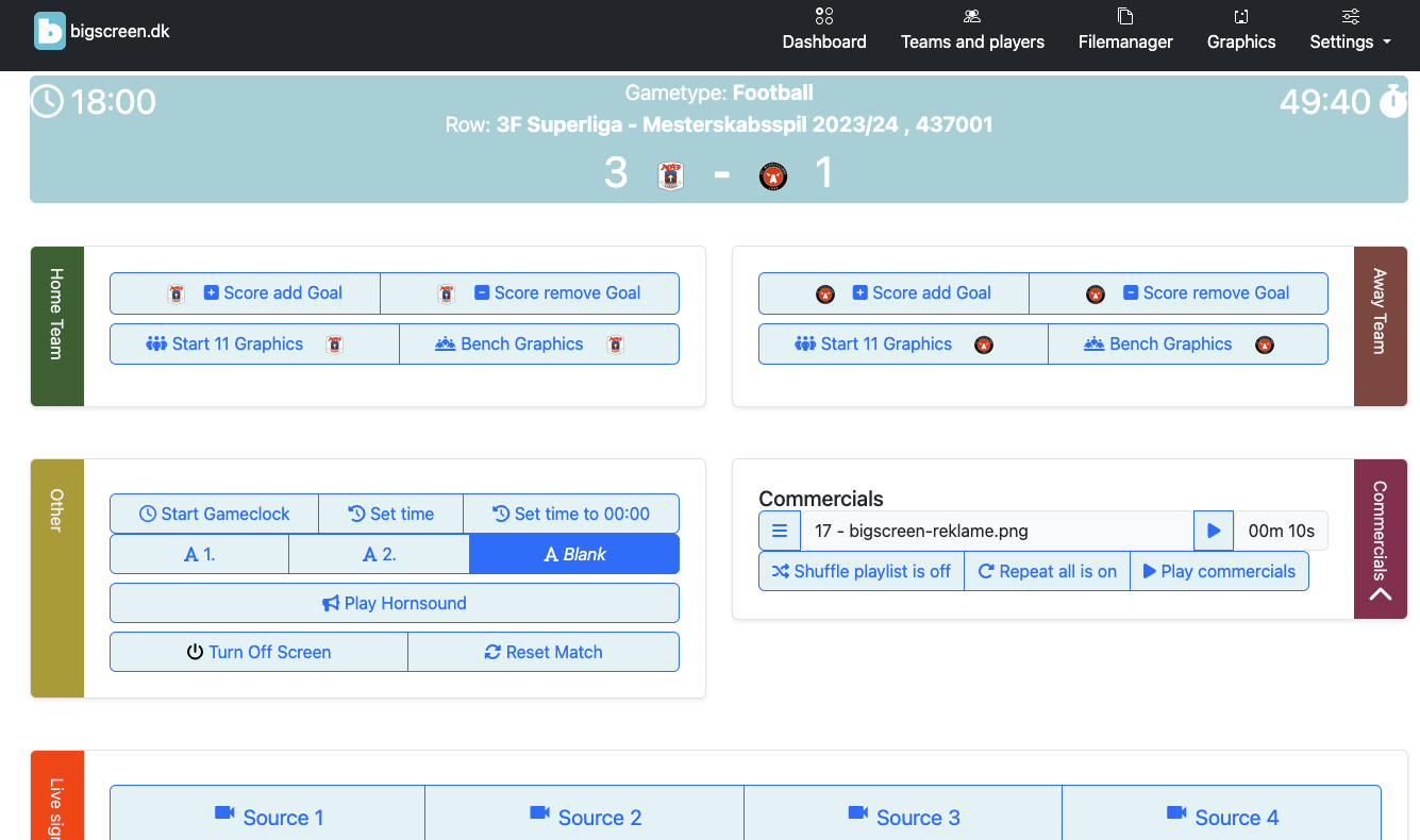 Scoreboard administration interface